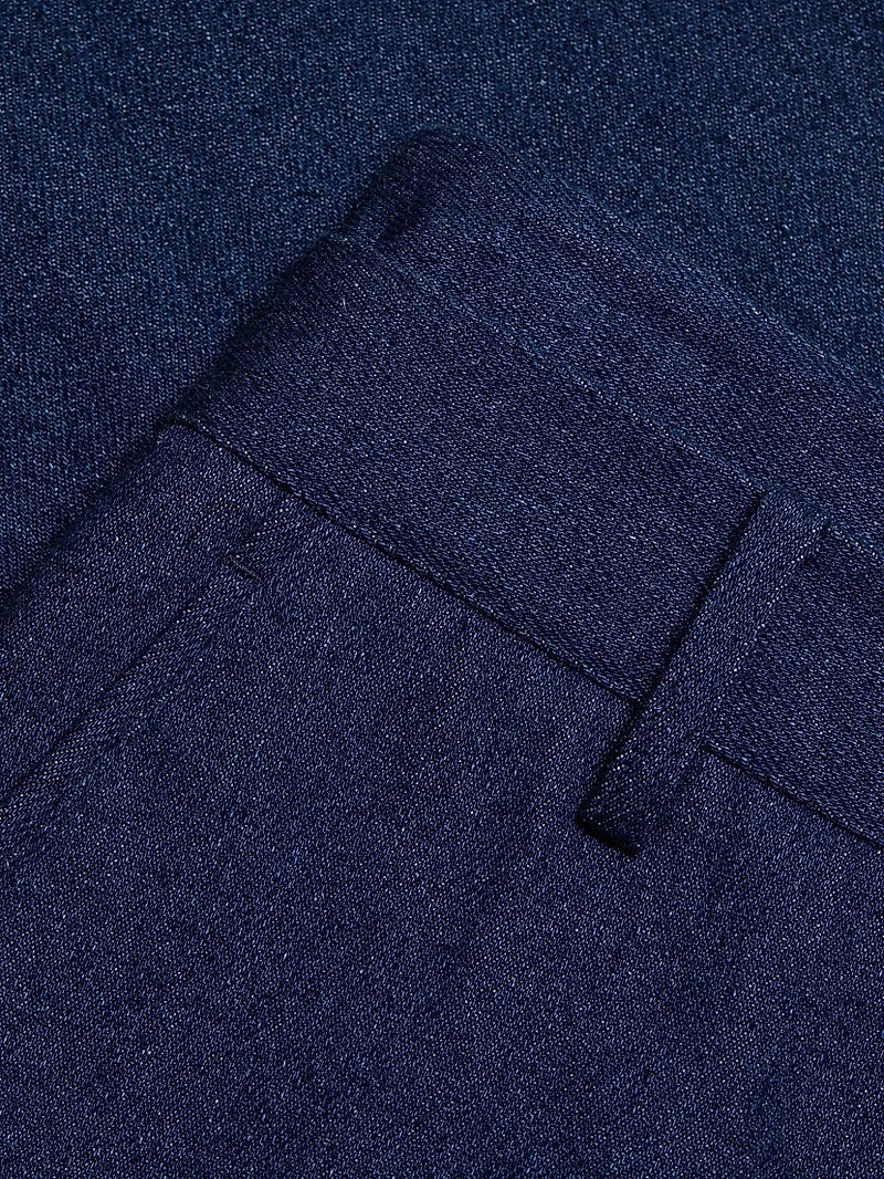 Cotton Denim Pencil Midi-Skirt