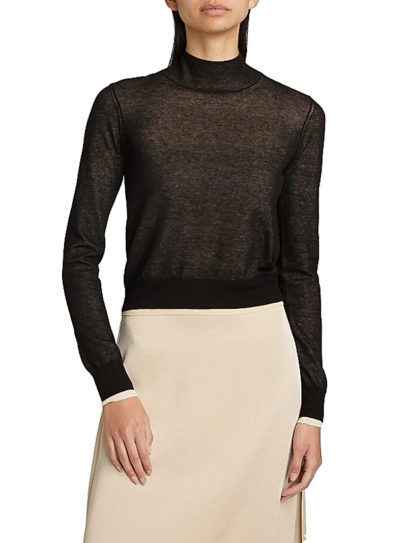 Cotton-Blend Knit Turtleneck Sweater