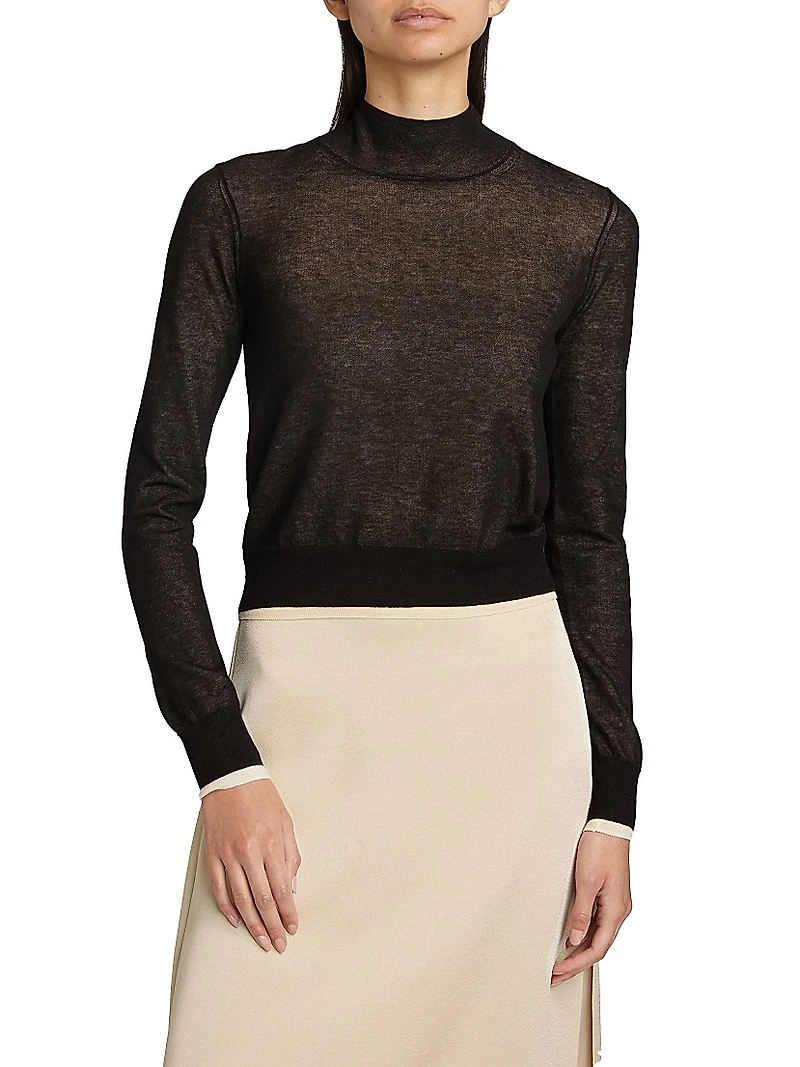 Cotton-Blend Knit Turtleneck Sweater