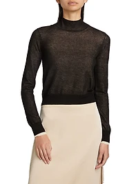 Cotton-Blend Knit Turtleneck Sweater