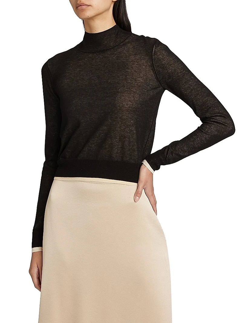 Cotton-Blend Knit Turtleneck Sweater