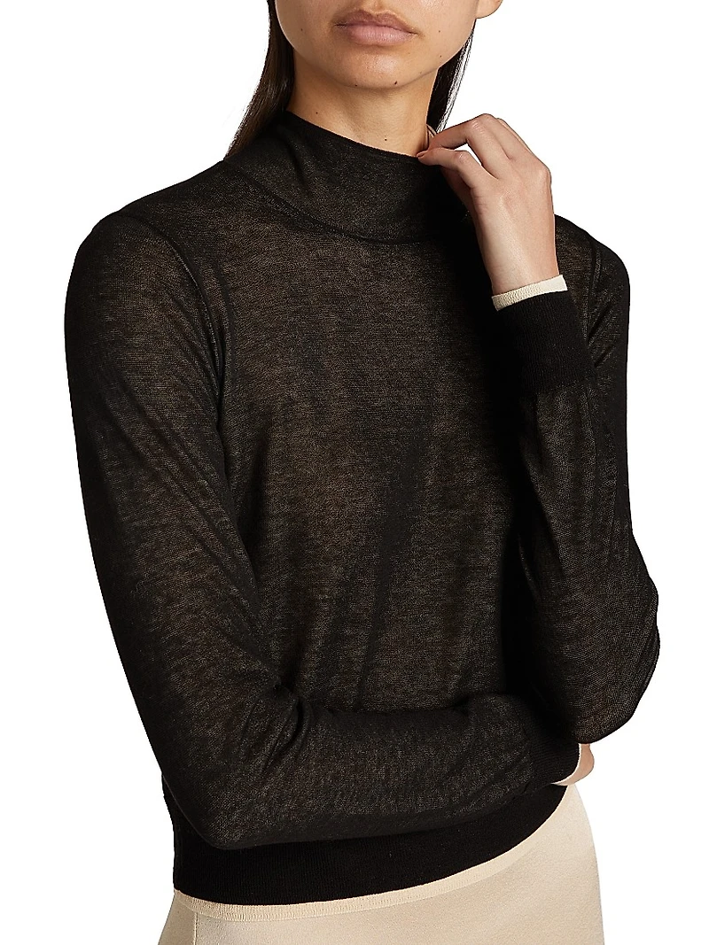 Cotton-Blend Knit Turtleneck Sweater
