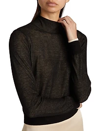 Cotton-Blend Knit Turtleneck Sweater
