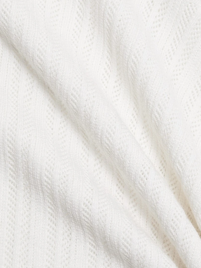 Pointelle Wool-Blend V-Neck Sweater