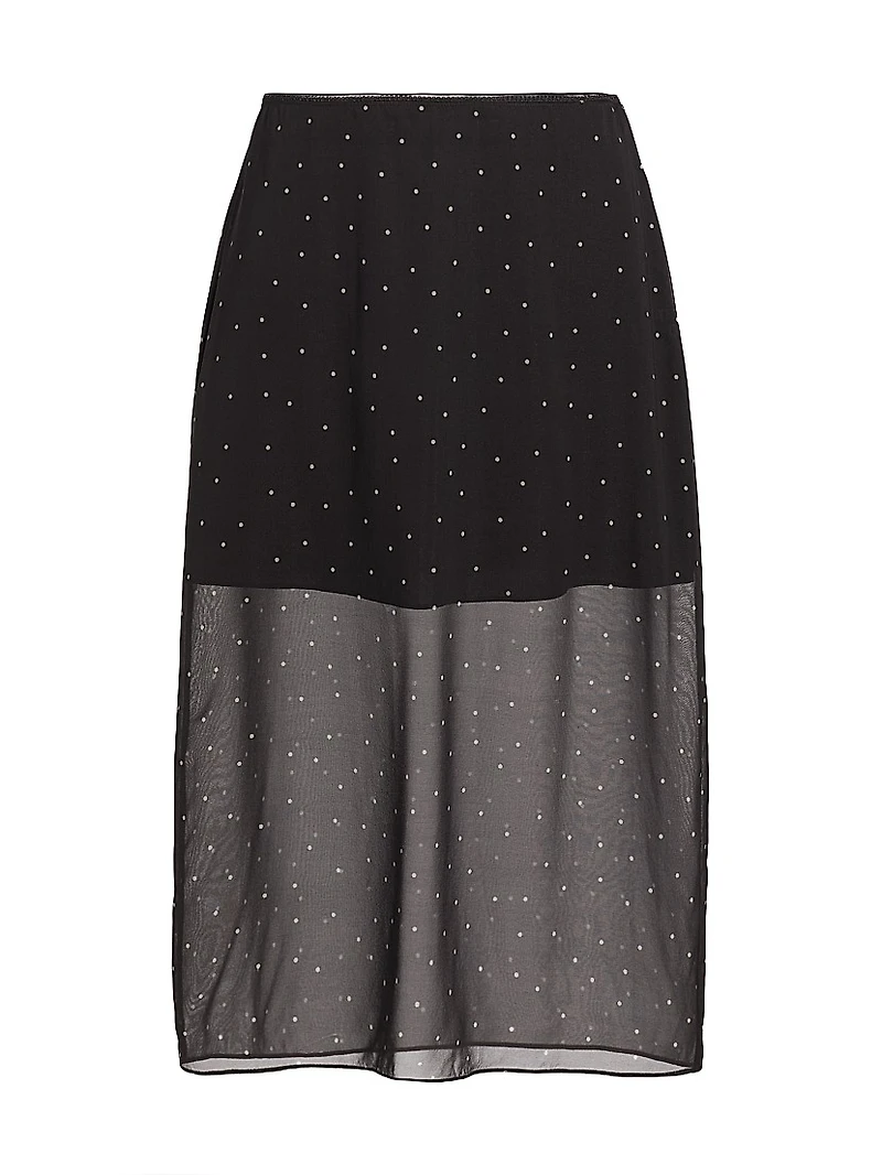 Dot Sheer Silk-Blend Midi-Skirt