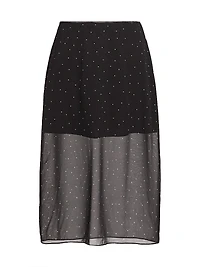 Dot Sheer Silk-Blend Midi-Skirt