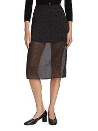 Dot Sheer Silk-Blend Midi-Skirt