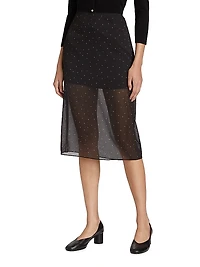 Dot Sheer Silk-Blend Midi-Skirt