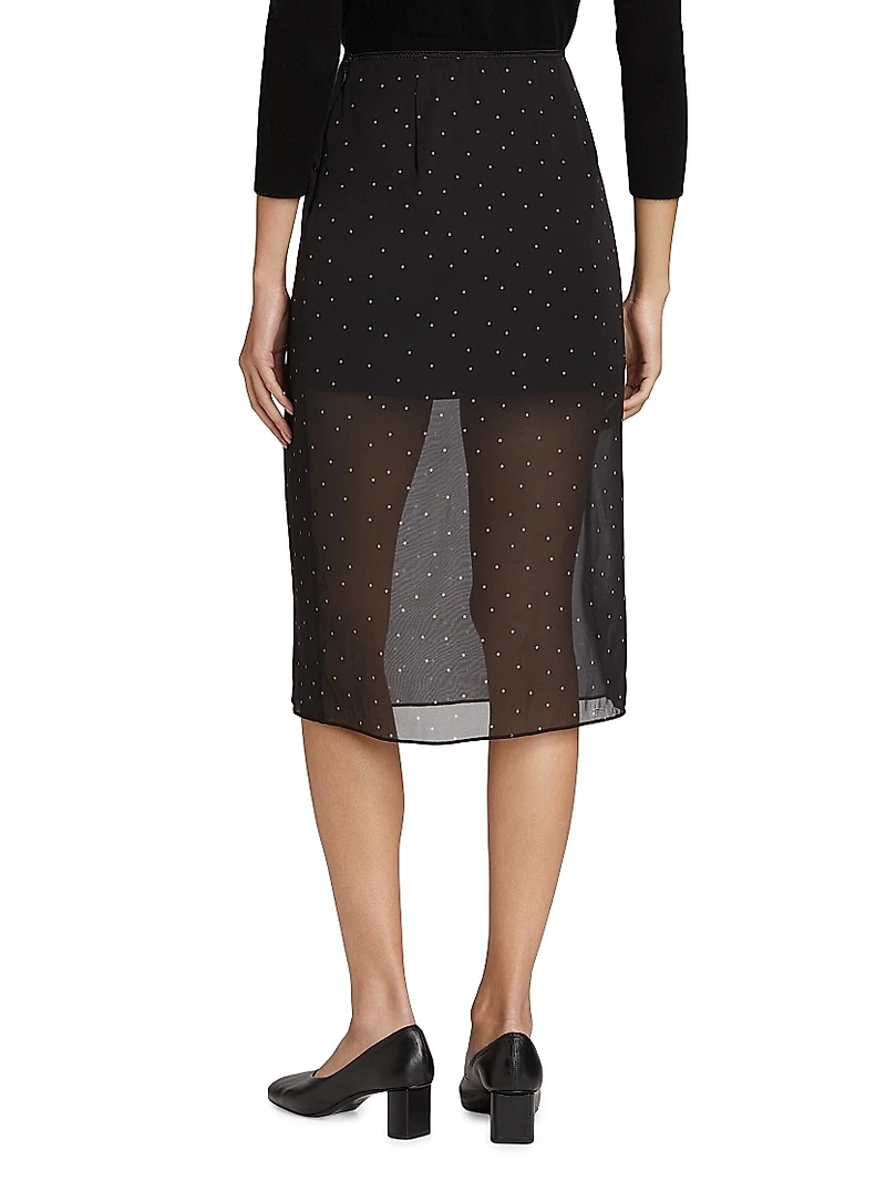 Dot Sheer Silk-Blend Midi-Skirt