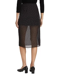 Dot Sheer Silk-Blend Midi-Skirt
