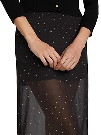 Dot Sheer Silk-Blend Midi-Skirt