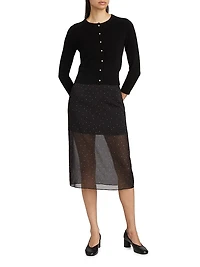 Dot Sheer Silk-Blend Midi-Skirt