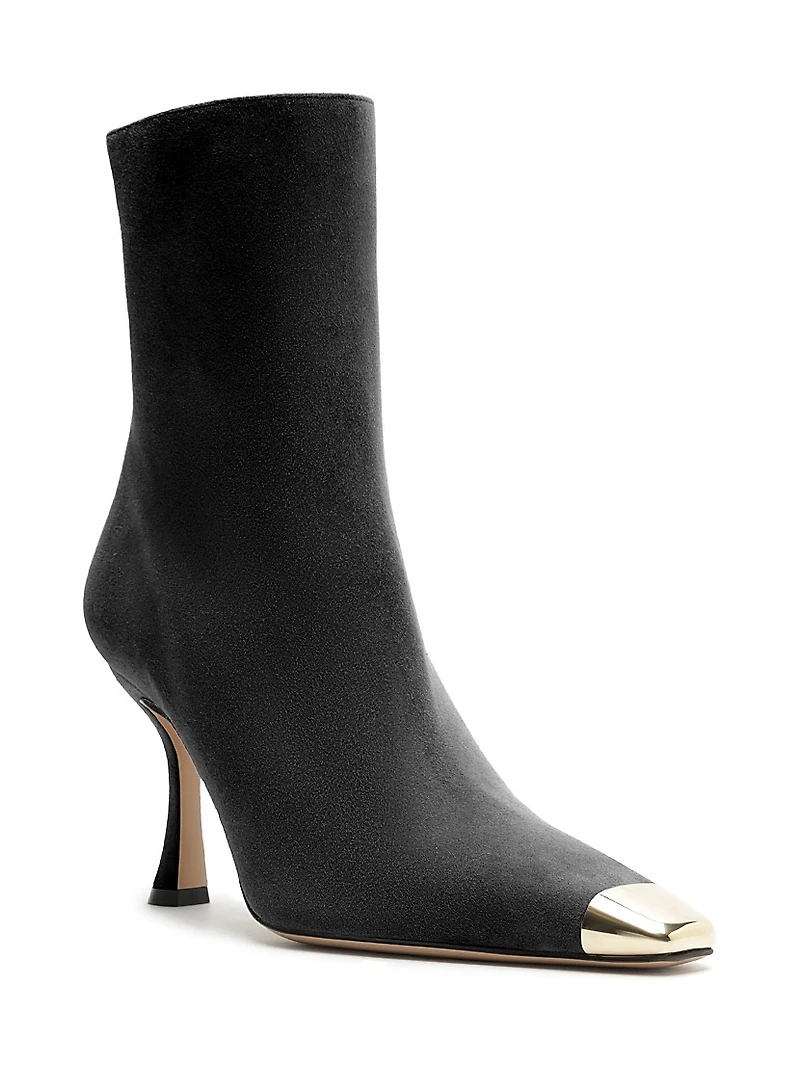 Olivia Suede Curved-Heel Boots