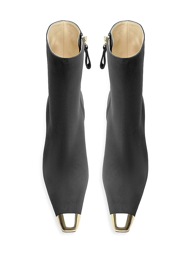 Olivia Suede Curved-Heel Boots