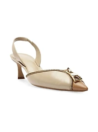Zoe 50MM Zipper-Accented Slingback Pumps