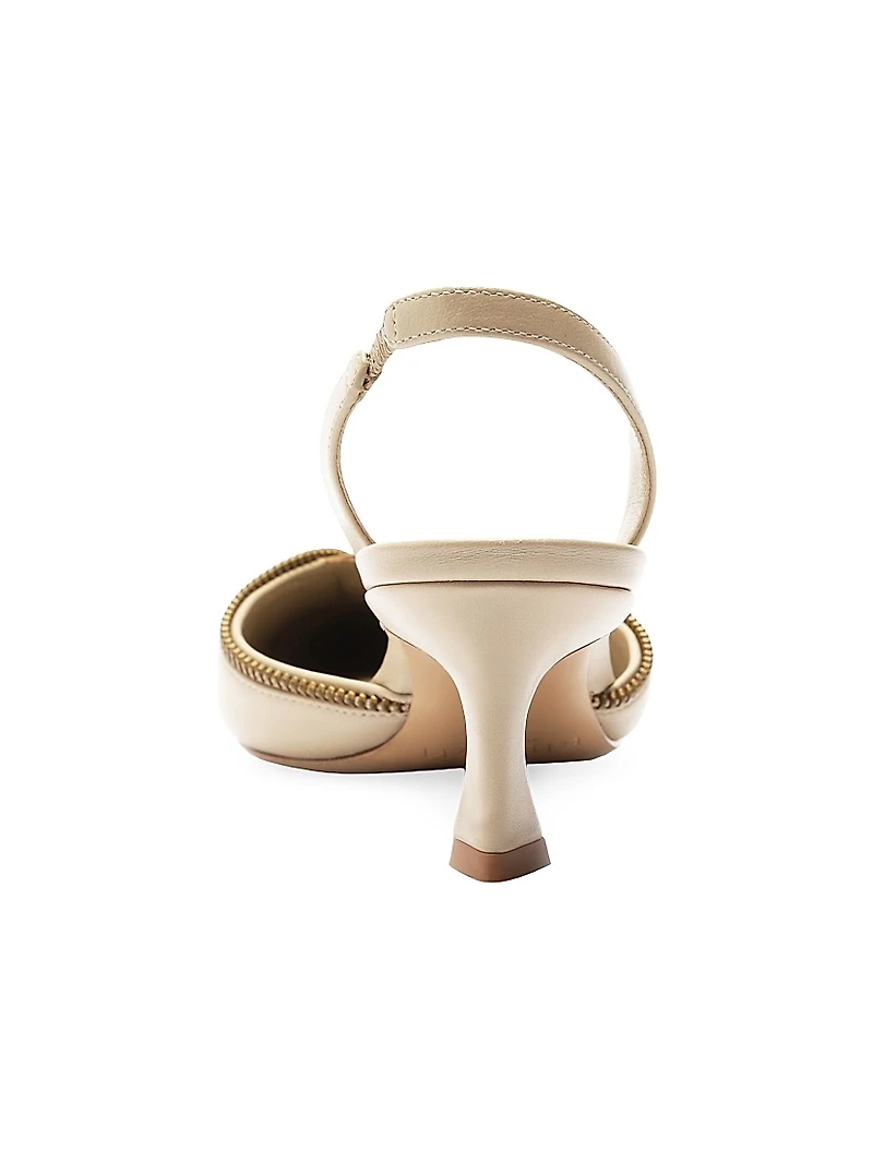 Zoe 50MM Zipper-Accented Slingback Pumps