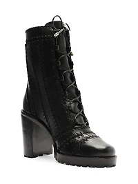 Regina 90MM Crocheted Leather Combat Boots