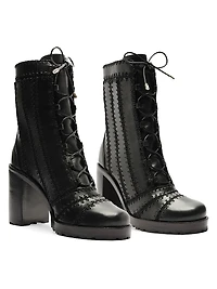 Regina 90MM Crocheted Leather Combat Boots