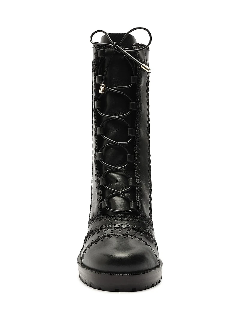 Regina 90MM Crocheted Leather Combat Boots