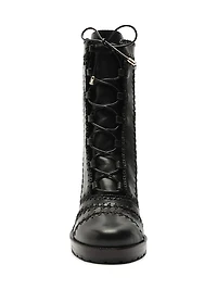 Regina 90MM Crocheted Leather Combat Boots
