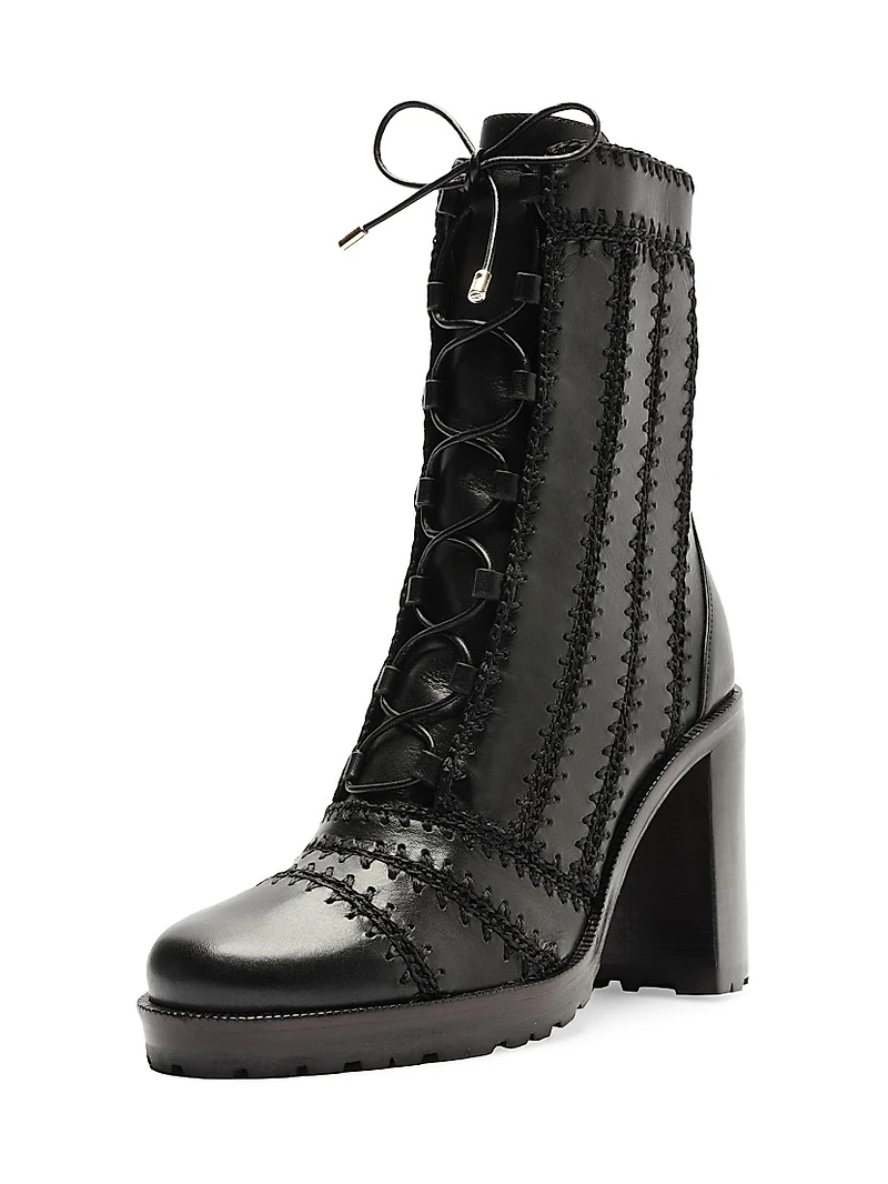 Regina 90MM Crocheted Leather Combat Boots