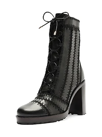 Regina 90MM Crocheted Leather Combat Boots