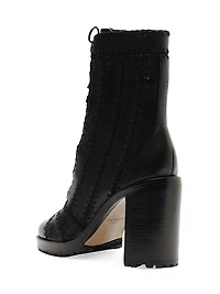 Regina 90MM Crocheted Leather Combat Boots