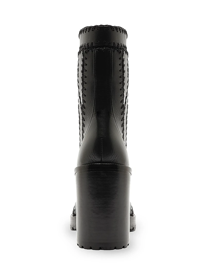 Regina 90MM Crocheted Leather Combat Boots