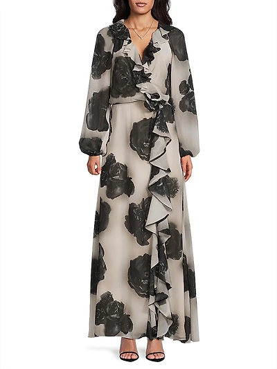 Ottie Floral Chiffon Maxi Dress