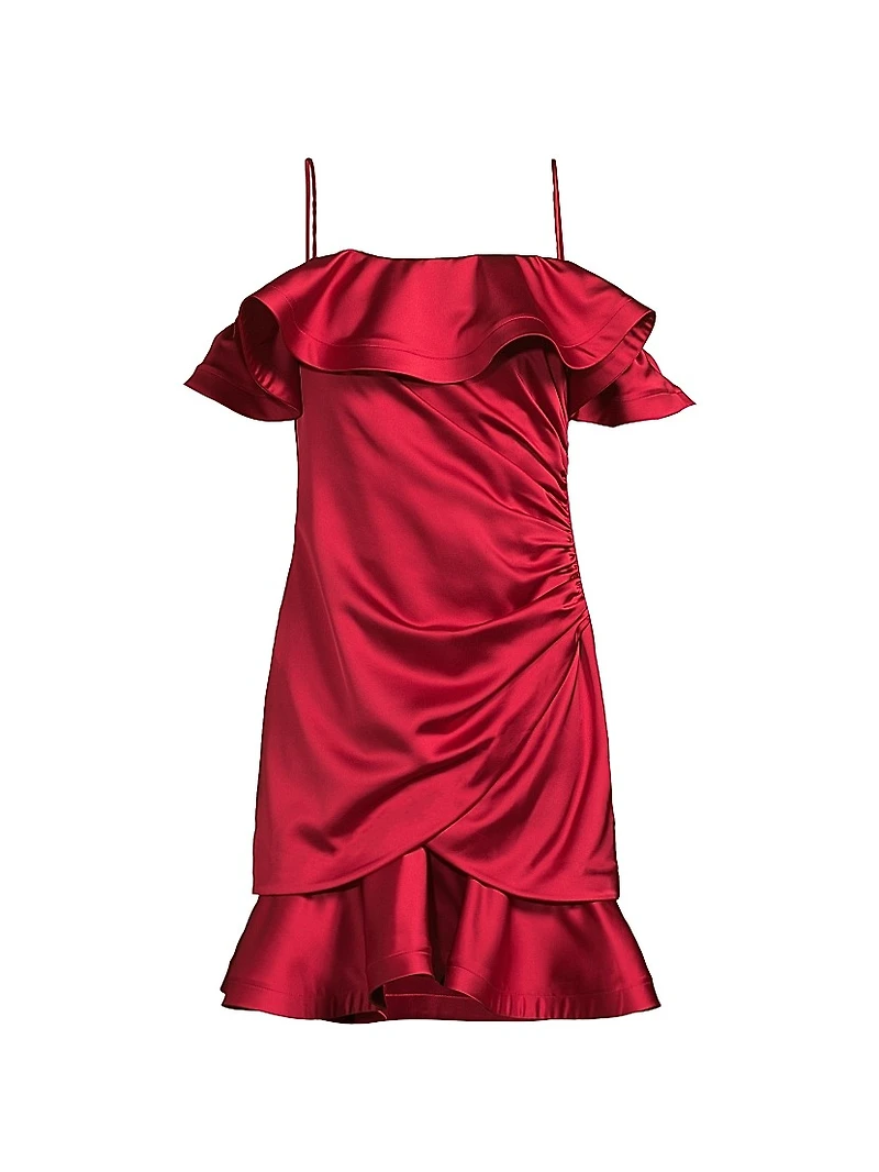 Axelle Ruffled Satin Minidress