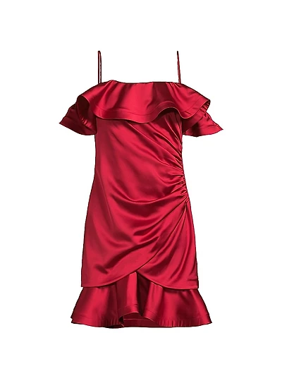 Axelle Ruffled Satin Minidress