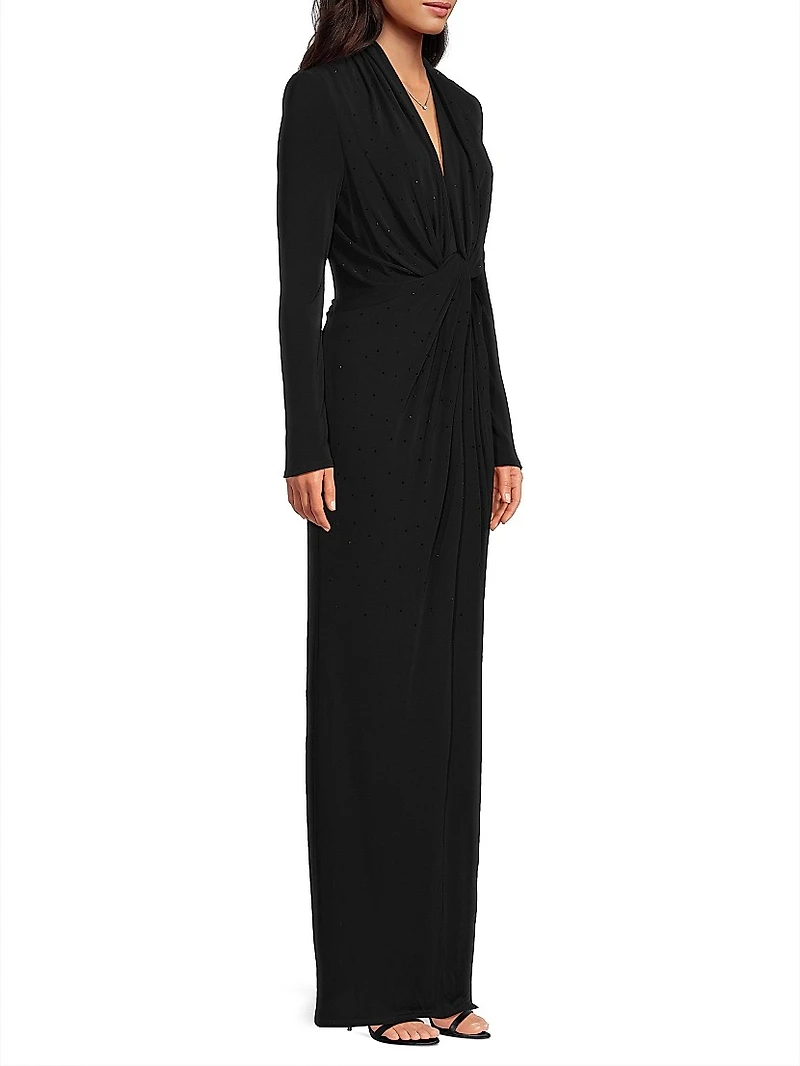 Gaya Twist-Front Long-Sleeve Maxi Dress