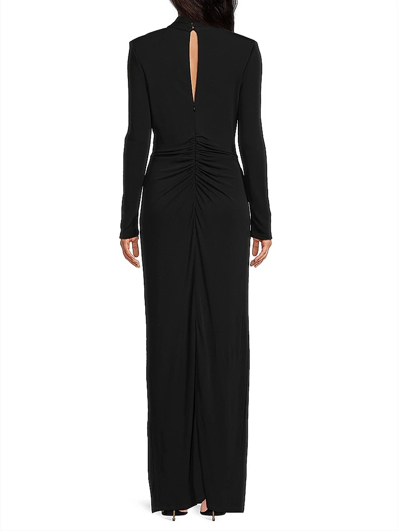 Gaya Twist-Front Long-Sleeve Maxi Dress