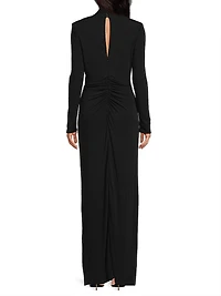 Gaya Twist-Front Long-Sleeve Maxi Dress