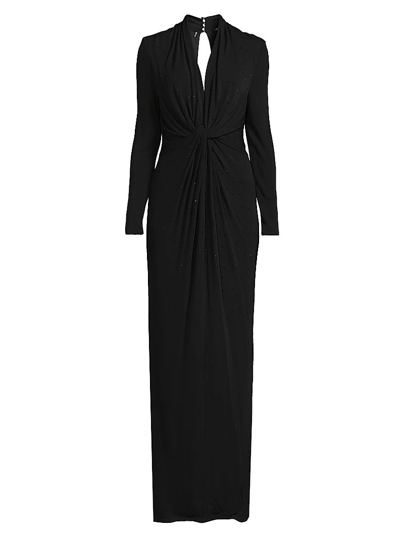 Gaya Twist-Front Long-Sleeve Maxi Dress