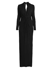 Gaya Twist-Front Long-Sleeve Maxi Dress