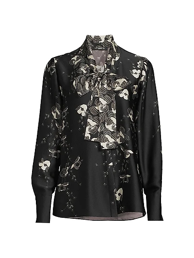 Knoxie Floral Tieneck Blouse