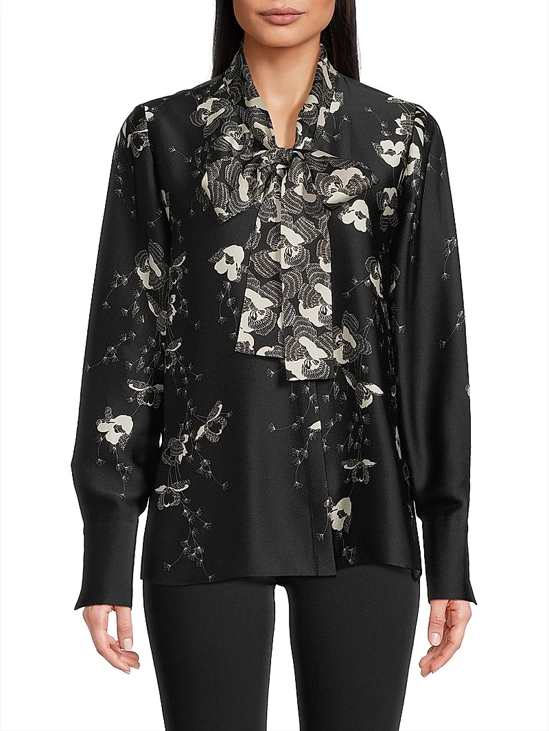 Knoxie Floral Tieneck Blouse