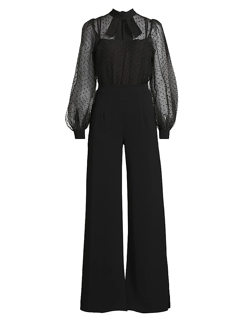 Rosalie Sheer Puff-Sleeve Jumpsuit