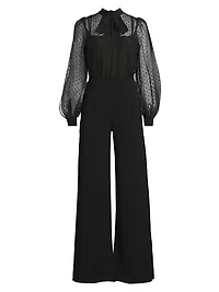 Rosalie Sheer Puff-Sleeve Jumpsuit