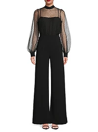 Rosalie Sheer Puff-Sleeve Jumpsuit