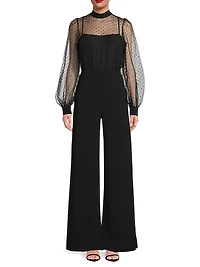 Rosalie Sheer Puff-Sleeve Jumpsuit