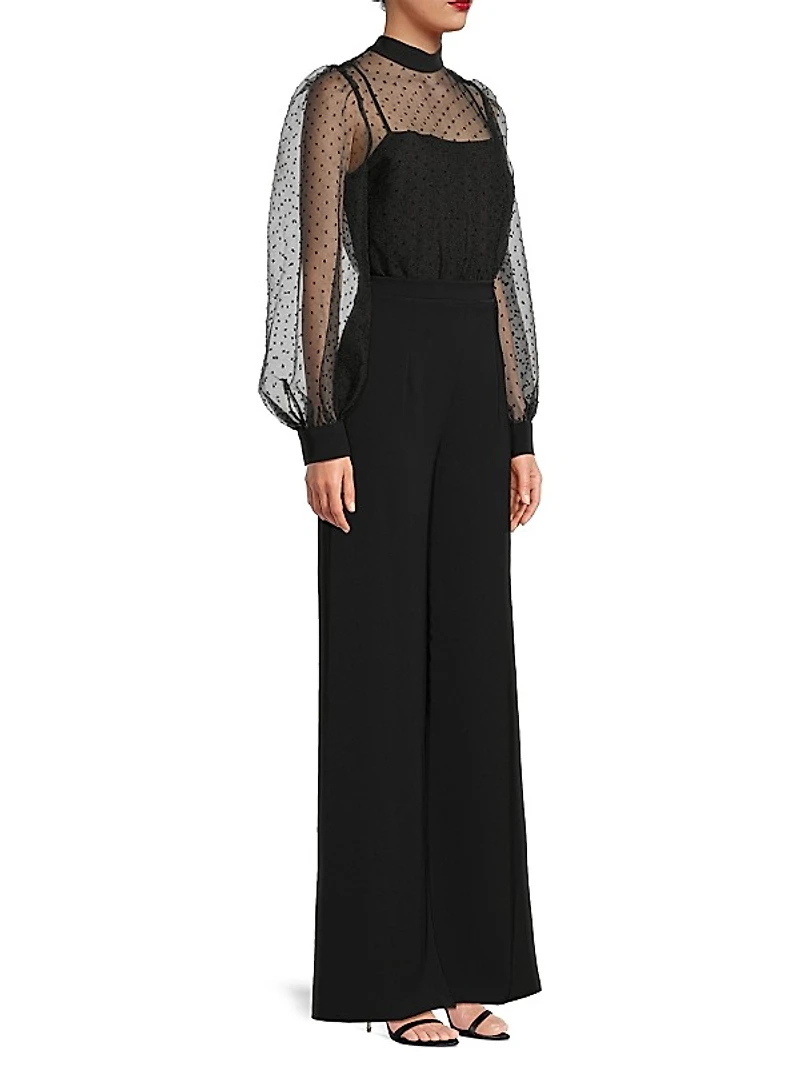 Rosalie Sheer Puff-Sleeve Jumpsuit