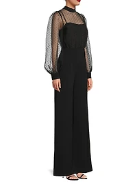 Rosalie Sheer Puff-Sleeve Jumpsuit