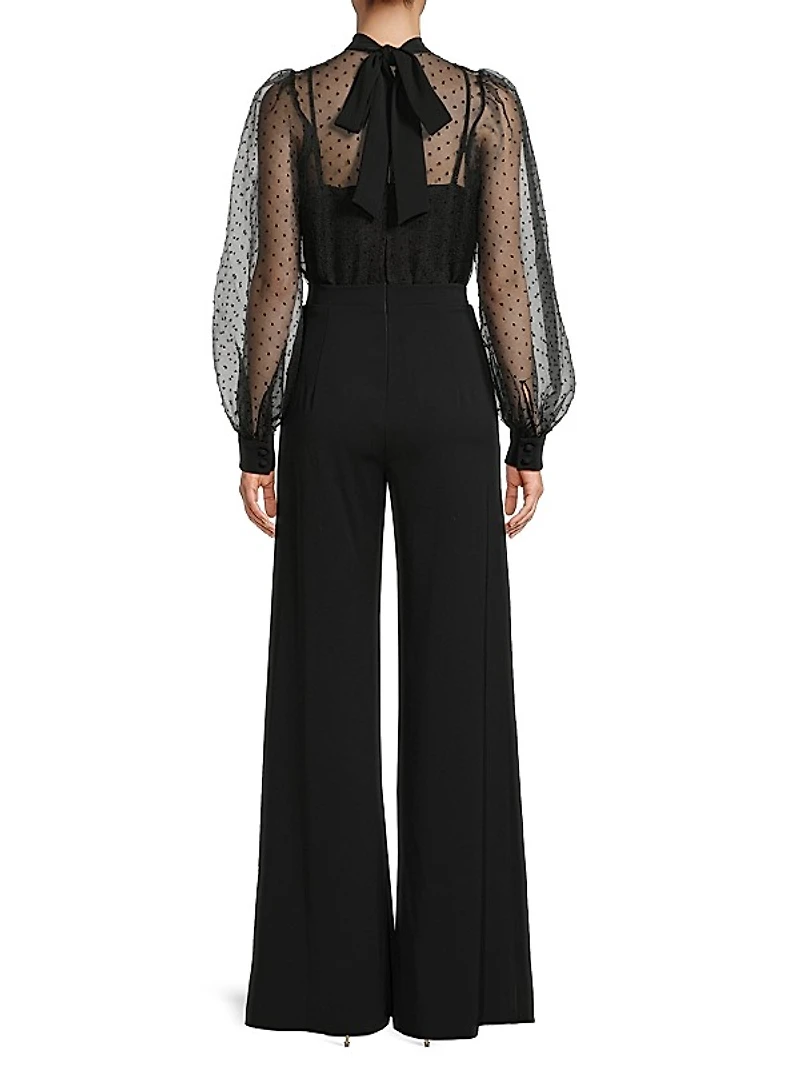 Rosalie Sheer Puff-Sleeve Jumpsuit