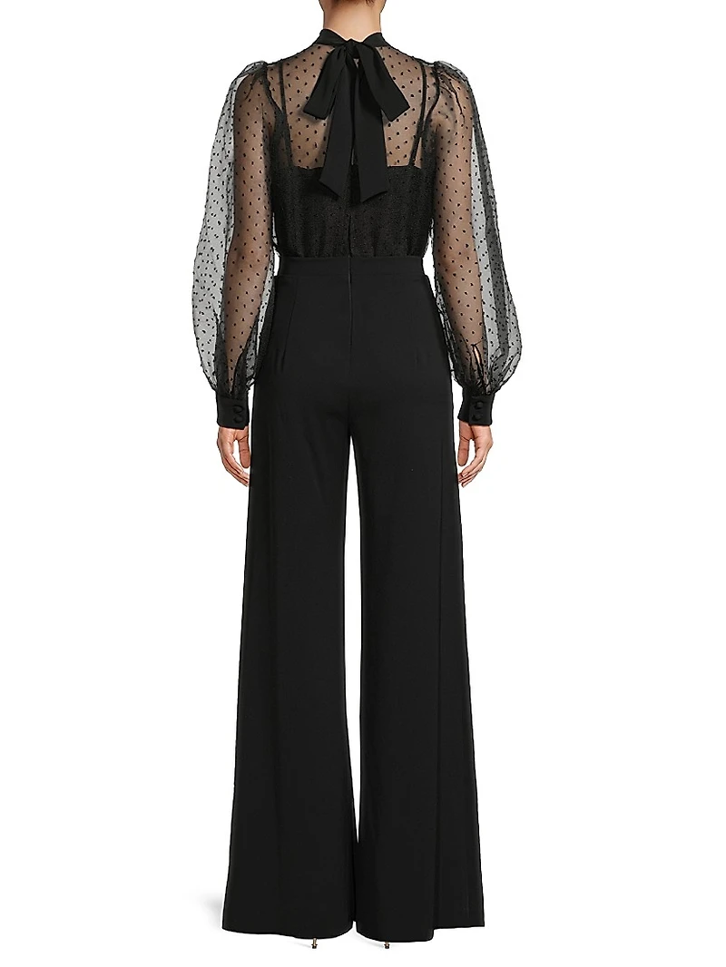 Rosalie Sheer Puff-Sleeve Jumpsuit