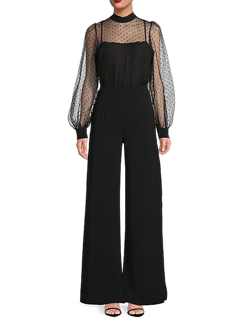 Rosalie Sheer Puff-Sleeve Jumpsuit