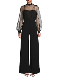 Rosalie Sheer Puff-Sleeve Jumpsuit
