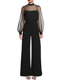 Rosalie Sheer Puff-Sleeve Jumpsuit