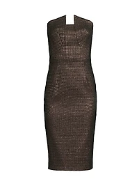 Lena Houndstooth Strapless Midi-Dress